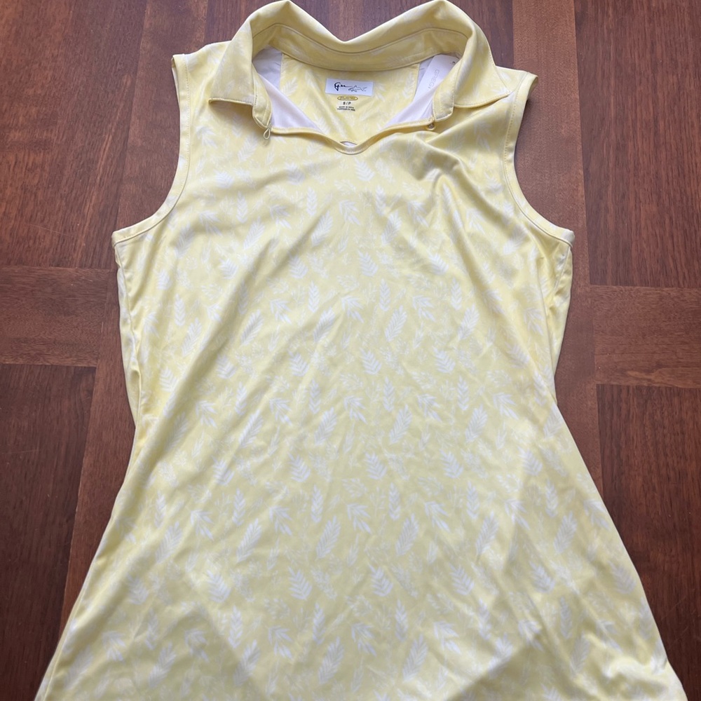 Greg Norman Yellow Sleeveless Polo Activewear Top Size Small NWT